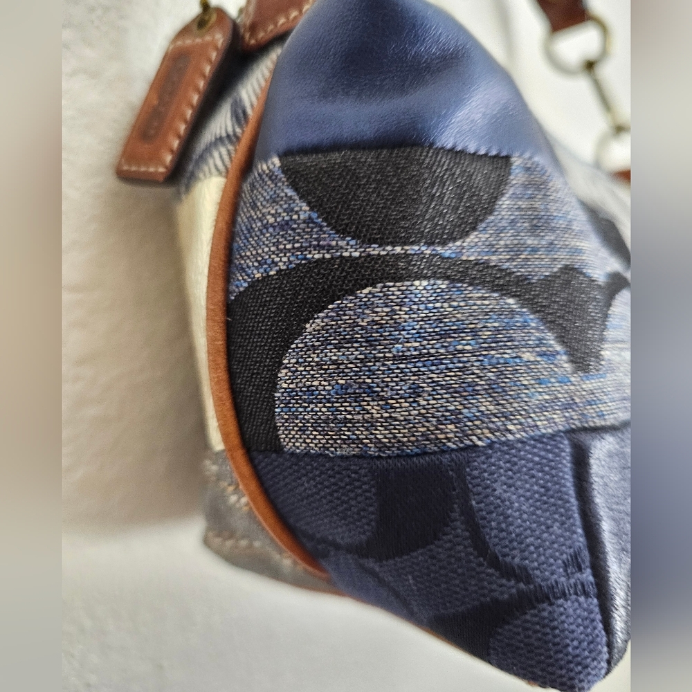 Vintage COACH Mini Patchwork Signature Denim/Metallic Print Handbag - Picture 6 of 7